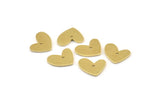 Brass Heart Charm, 12 Raw Brass Heart Charms With 1 Hole (14x11x1mm) M856