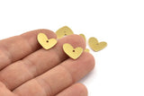 Brass Heart Charm, 12 Raw Brass Heart Charms With 1 Hole (14x11x1mm) M856
