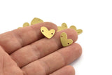 Brass Heart Charm, 12 Raw Brass Heart Charms With 2 Holes (14x11x1mm) M857