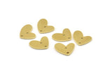 Brass Heart Charm, 12 Raw Brass Heart Charms With 2 Holes (14x11x1mm) M858