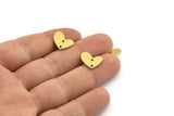 Brass Heart Charm, 12 Raw Brass Heart Charms With 2 Holes (14x11x1mm) M858