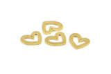 Brass Heart Charm, 12 Raw Brass Heart Charms With 1 Hole (16x14x1mm) M864