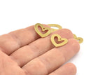 Brass Heart Charm, 12 Raw Brass Heart Charms With 1 Hole (16x14x1mm) M864