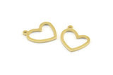 Brass Heart Charm, 12 Raw Brass Heart Charms With 1 Loop (16x14x1mm) M950