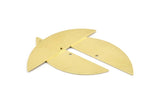 Semi Circle Charm, 6 Raw Brass Half Moon Charms With 1 Hole (51x15x0.70mm) M870