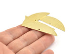 Semi Circle Charm, 6 Raw Brass Half Moon Charms With 1 Hole (51x15x0.70mm) M870
