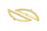 Semi Circle Charm, 6 Raw Brass Half Moon Charms With 1 Loop And 1 Hole, Blanks (51x17x0.70mm) M935