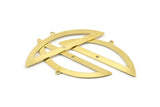 Semi Circle Charm, 6 Raw Brass Half Moon Charms With 1 Loop And 1 Hole, Blanks (51x17x0.70mm) M935