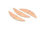 Semi Circle Blank, 6 Raw Copper Half Moon Charms With 2 Holes, Stamping Blanks (37x8x0.70mm) M913