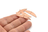 Semi Circle Blank, 6 Raw Copper Half Moon Charms With 2 Holes, Stamping Blanks (37x8x0.70mm) M913