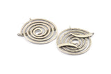 Spiral Japanese Pendant, Antique Silver Plated Brass Spiral Pendants With 2 Loops (40x1mm) U075