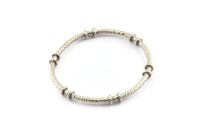 Silver Circle Connector, 2 Textured Antique Silver Plated Brass Circle Connectors (41x4x2mm) U094 Q0476