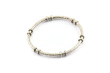 Silver Circle Connector, 2 Textured Antique Silver Plated Brass Circle Connectors (41x4x2mm) U094 Q0476