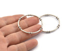 Silver Circle Connector, 2 Textured Antique Silver Plated Brass Circle Connectors (41x4x2mm) U094 Q0476