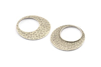 Silver Charm,  Hammered Charm, Antique Silver Plated, Silver Round, Hammered Circle Charm (40mm) U128