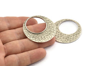 Silver Charm,  Hammered Charm, Antique Silver Plated, Silver Round, Hammered Circle Charm (40mm) U128