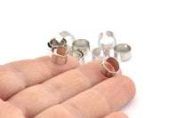 Brass Ear Cuffs - 30 Silver Brass Ear Cuffs With One Hole Round  Findings , Nickel Free (9mm) D0035 D0037