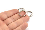Silver Circle Connectors, 3 Textured Antique Silver Plated Brass Circle Connectors (20x4x2mm) U096