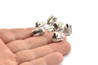 Silver Teeth Bracelet Part, 2 Antique Silver Plated Brass Teeth Connectors (11x10mm) U081