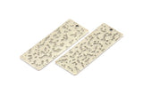 Silver Rectangle Bar, 4 Textured Antique Silver Plated Brass Rectangle Charms With 1 Hole (40x15x0.85mm) U019