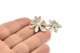 Silver Leaf Charm, 4 Antique Silver Plated Brass Leaf Pendants With 1 Loop, Findings (26x20x2mm) U142