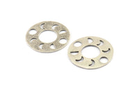 Moon Phases Pendant, Antique Silver Plated Brass Circle Pendants, Earring Findings (34x1mm) U113