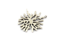 Silver Coral Pendant, 2 Antique Silver Plated Brass Coral Pendants With 2 Loops (28x29x1.5mm) U066
