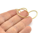 Brass Oval Connector, 25 Raw Brass Oval Connectors, Charms, Findings (26x19x1mm) A1707