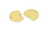 Semi Circle Charm, 12 Raw Brass Half Moon Blanks With 2 Holes (18x14x0.90mm) M985