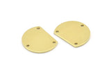 Semi Circle Charm, 12 Raw Brass Half Moon Blanks With 3 Holes (18x14x0.90mm) M986