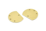 Semi Circle Charm, 12 Raw Brass Half Moon Blanks With 4 Holes (18x14x0.90mm) M987