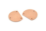Semi Circle Charm, 10 Raw Copper Half Moon Blanks With 3 Holes (18x14x0.90mm) M978