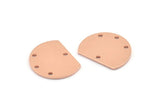 Semi Circle Charm, 10 Raw Copper Half Moon Blanks With 4 Holes (18x14x0.90mm) M980