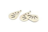 Silver Drop Charm, 6 Antique Silver Plated Brass Drop Charms With 1 Loop (28x16x0.80mm) A1610 H1384
