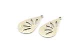 Silver Drop Charm, 6 Antique Silver Plated Brass Drop Charms With 1 Loop (28x16x0.80mm) A1610 H1384