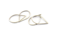 Silver Drop Connector, 25 Antique Silver Plated Brass Drop Connectors (26x16x1mm) A1698