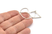 Silver Drop Connector, 25 Antique Silver Plated Brass Drop Connectors (26x16x1mm) A1698