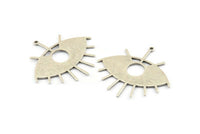 Silver Eye Charm, 3 Antique Silver Plated Brass Eye Charms With 1 Loop, Pendants (43x39x1mm) D1176 H1371