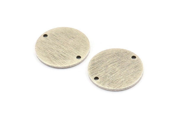 Silver Cabochon Tag, 6 Textured Antique Silver Plated Brass Cabochon Tags With 2 Holes, Connectors (18x1mm) D1373 H1005