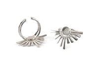 Silver Ring Setting, 925 Silver Adjustable Rings With 1 Stone Settings - Pad Size 6mm N1279