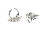 Silver Ring Setting, 925 Silver Adjustable Rings With 1 Stone Settings - Pad Size 6mm N1279