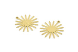 Brass Sun Charm, 12 Raw Brass Sun Charms With 1 Loop (27x0.80mm) A1727 M01676