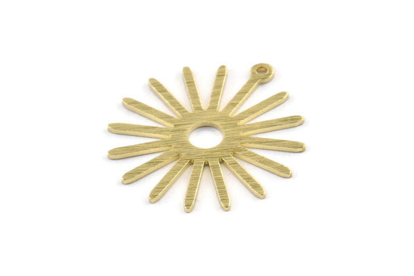 Brass Sun Charm, 12 Textured Raw Brass Sun Charms With 1 Loop (27x0.80mm) M01646