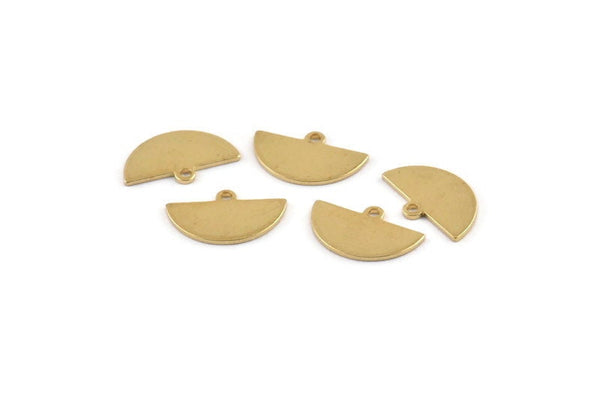 Half Moon Blank, 24 Raw Brass Semi Circle Blank Charms With 1 Loop, Pendants, Earrings, Findings (14.5x9x0.80mm) E103
