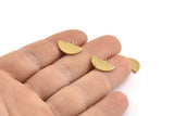 Half Moon Blank, 24 Raw Brass Semi Circle Blank Charms With 1 Loop, Pendants, Earrings, Findings (14.5x9x0.80mm) E103
