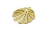 Brass Sun Charm, 2 Raw Brass Rising Sun Flag Charms With 1 Loop - Pad Size 3mm (32x28x1.2mm) N1427