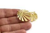 Brass Sun Charm, 2 Raw Brass Rising Sun Flag Charms With 1 Loop - Pad Size 3mm (32x28x1.2mm) N1427