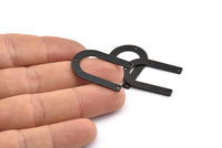 Black Geometric Charm, 6 Oxidized Black Brass U Shaped Pendants With 3 Holes, Charms, Findings (28x20x0.80mm) D0606 H1363