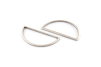 Silver Half Moon, 25 Antique Silver Plated Brass Semi Circle Connectors (14x28x1mm) A1700 Q0703