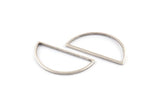 Silver Half Moon, 25 Antique Silver Plated Brass Semi Circle Connectors (14x28x1mm) A1700 Q0703